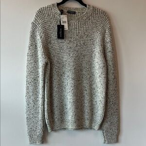 Saks Fifth Avenue Cream/Green Crewneck Sweater